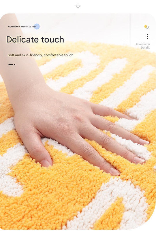 Super Absorbent Microfiber Bath Mat - Non-Slip TPR Backing, Machine Washable, Fun Fruit Designs Red apple 50*60cm