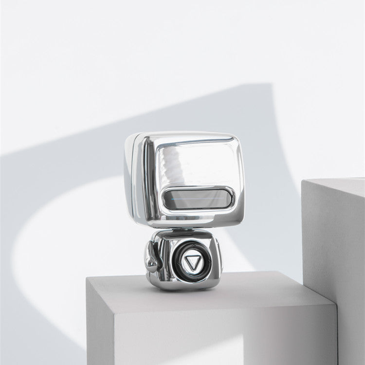 Mini Robot Style Bluetooth Speaker - Portable, 8-9 Hr Playtime, Built-in Mic & Lanyard Silver Gray