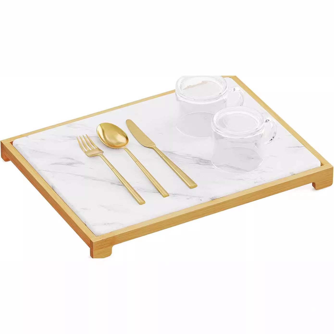 Instant Dry Stone Dish Drying Mat with Bamboo Rack - 2 Ways to Use, Quick Absorbent & Stylish grey
