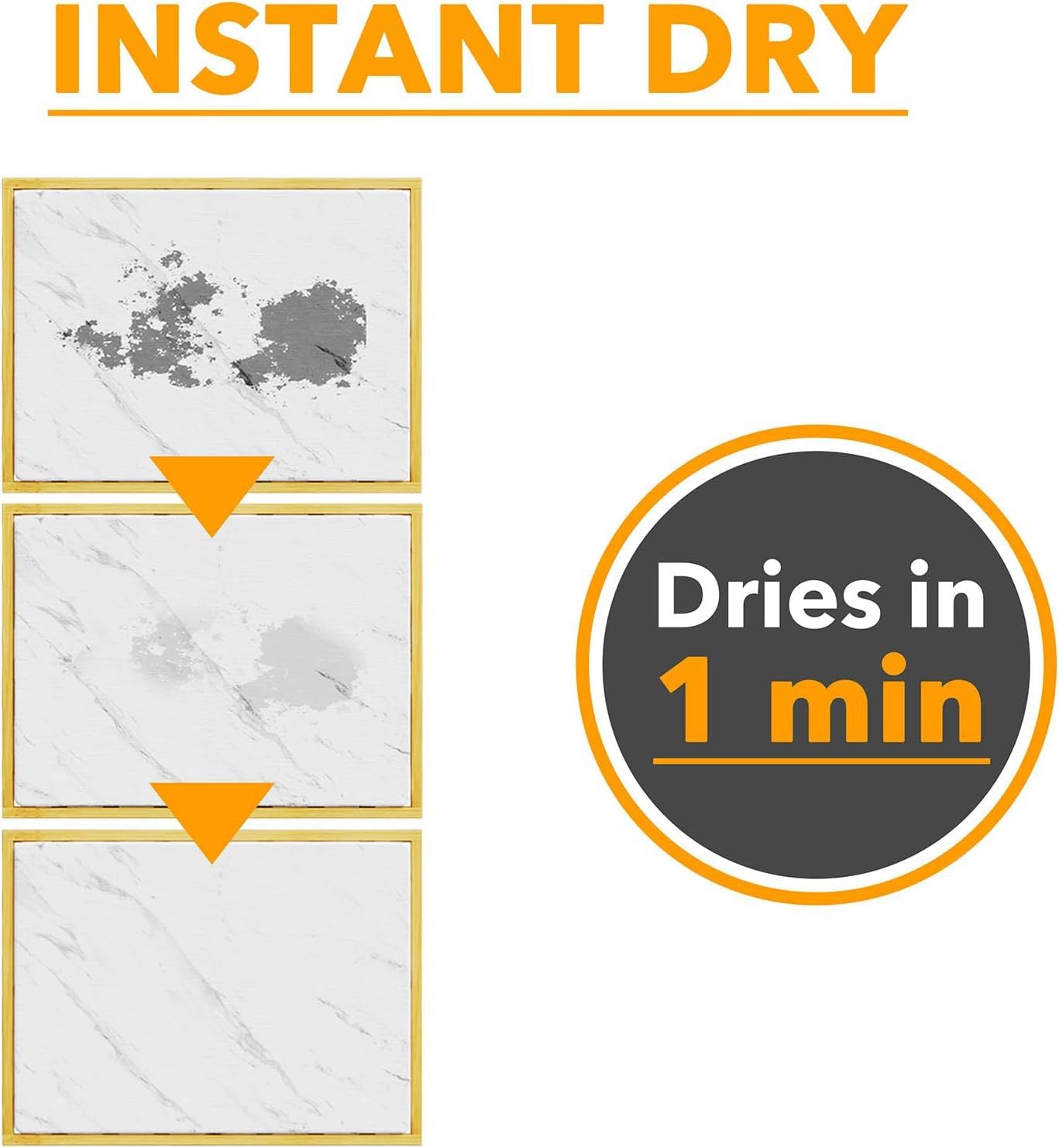 Instant Dry Stone Dish Drying Mat with Bamboo Rack - 2 Ways to Use, Quick Absorbent & Stylish grey