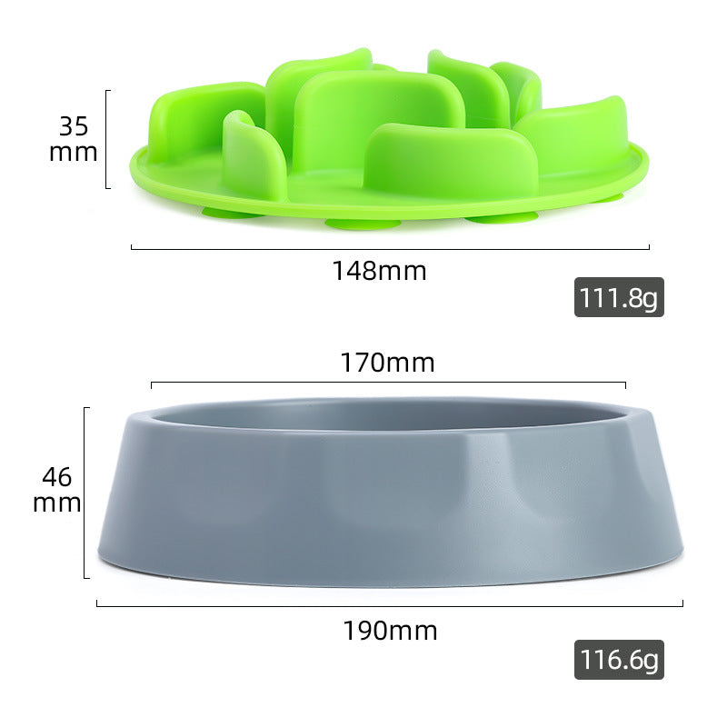 Slow Feeder Dog Bowl Set - Anti-Choke Puzzle Feeder Insert & Bowl for Healthy Eating Habits pink