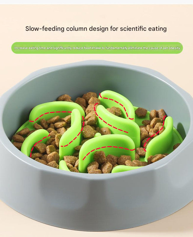 Slow Feeder Dog Bowl Set - Anti-Choke Puzzle Feeder Insert & Bowl for Healthy Eating Habits pink