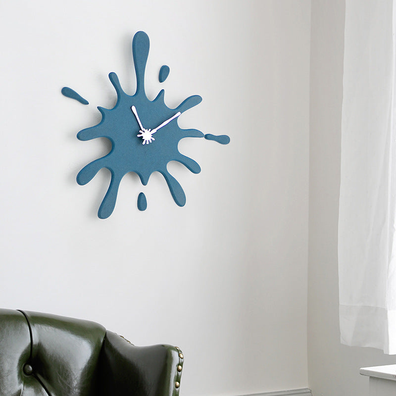 Creative Splatter Design Wall Clock - Silent Movement, Modern Decorative Timepiece yellow
