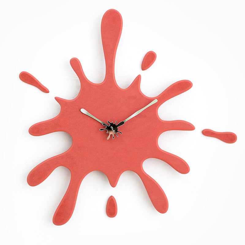 Creative Splatter Design Wall Clock - Silent Movement, Modern Decorative Timepiece red