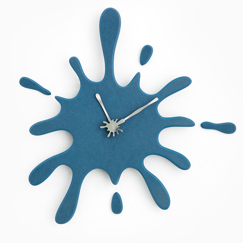 Creative Splatter Design Wall Clock - Silent Movement, Modern Decorative Timepiece blue