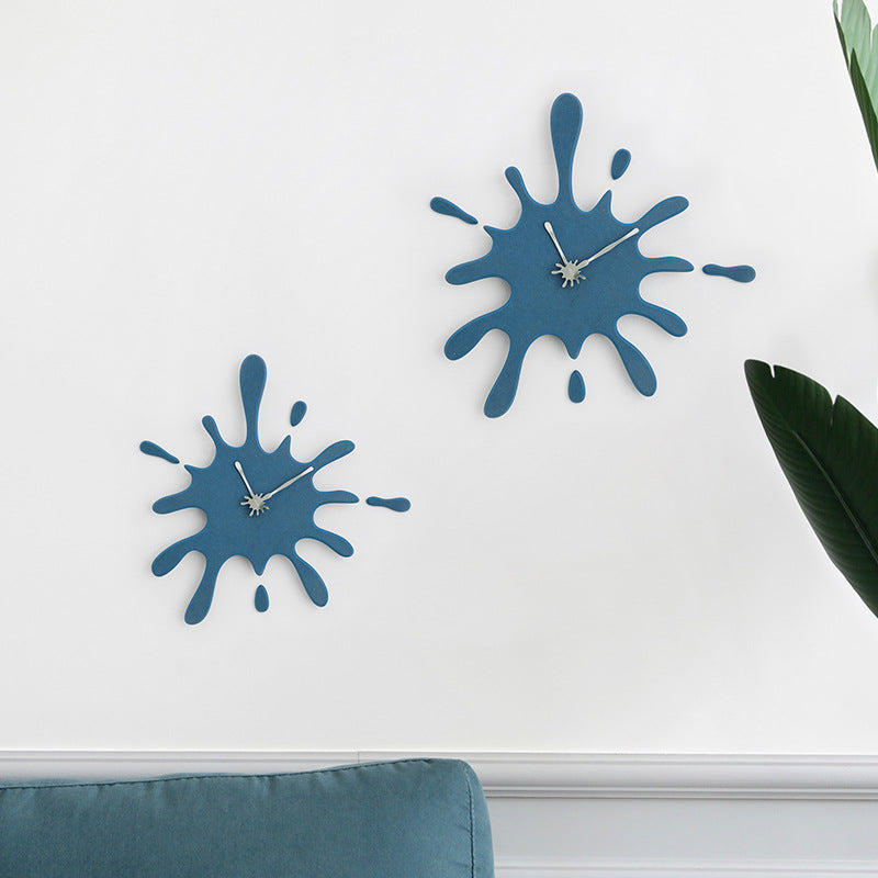 Creative Splatter Design Wall Clock - Silent Movement, Modern Decorative Timepiece blue
