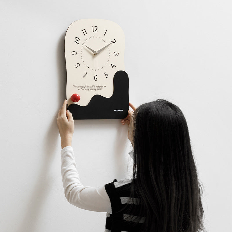 Abstract Modern Wall Clock - Silent Non-Ticking Decorative Clock with Wavy Design & Ceramic Accent green