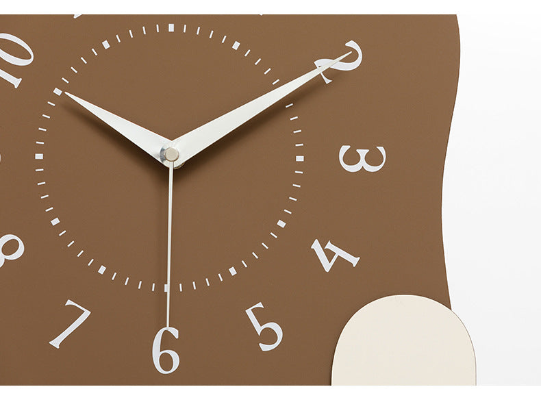 Abstract Modern Wall Clock - Silent Non-Ticking Decorative Clock with Wavy Design & Ceramic Accent green