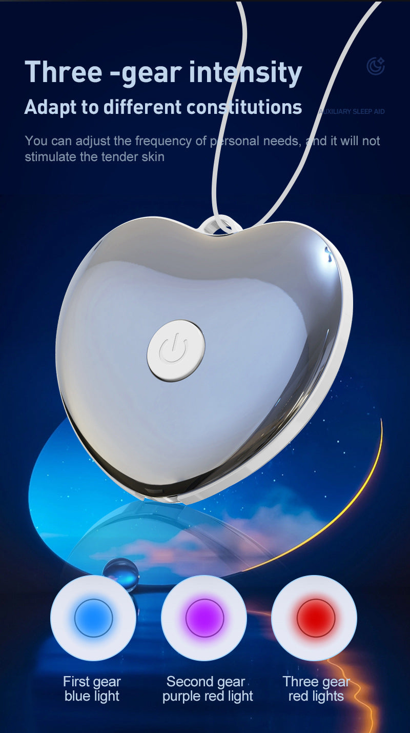 Heart-Shaped Handheld Sleep Aid Device - CES Microcurrent Instrument for Stress Relief & Deep Sleep Black