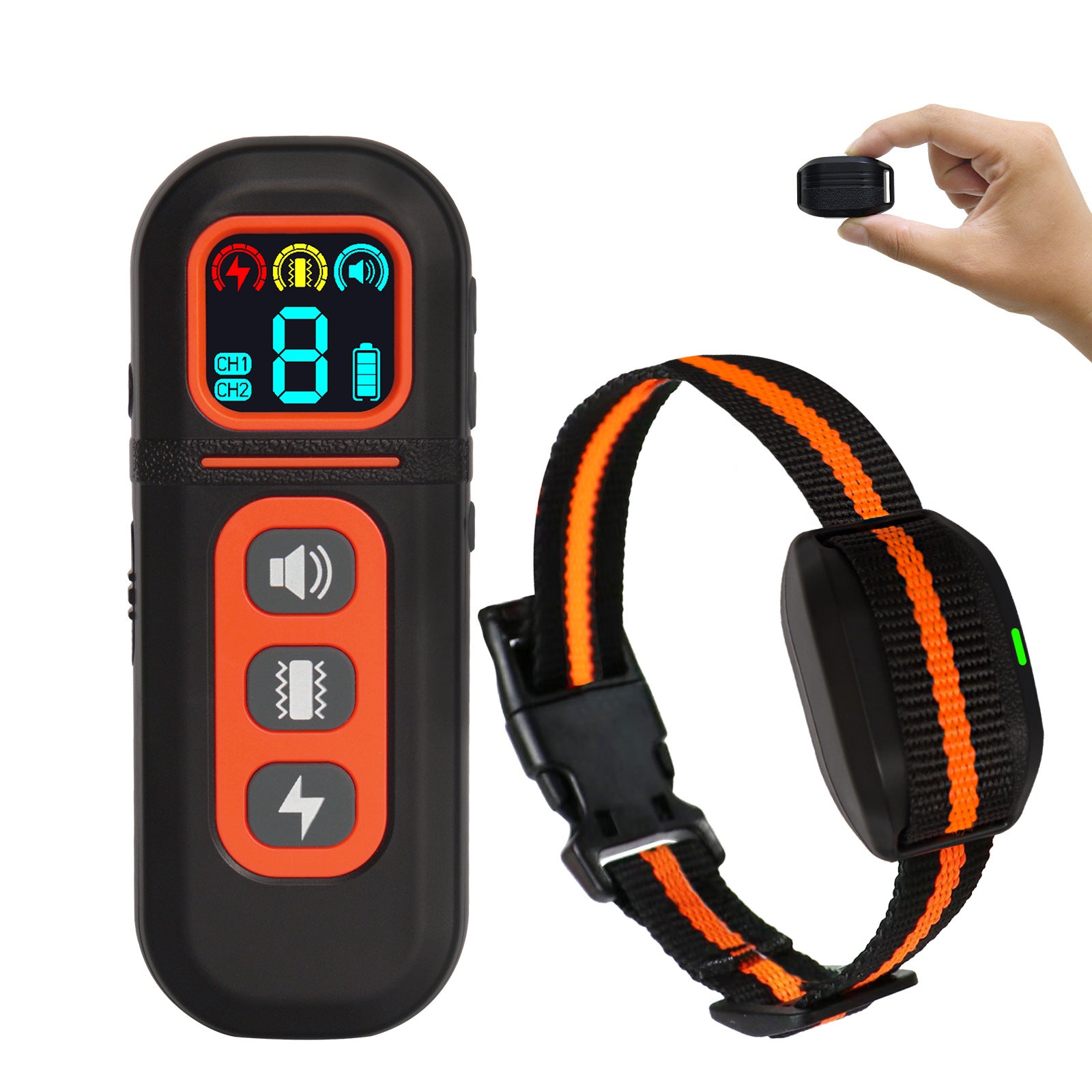 Ultra-Small & Lightweight Dog Training Collar with Remote - 3 Modes, Adjustable Levels, Fits All Sizes orange