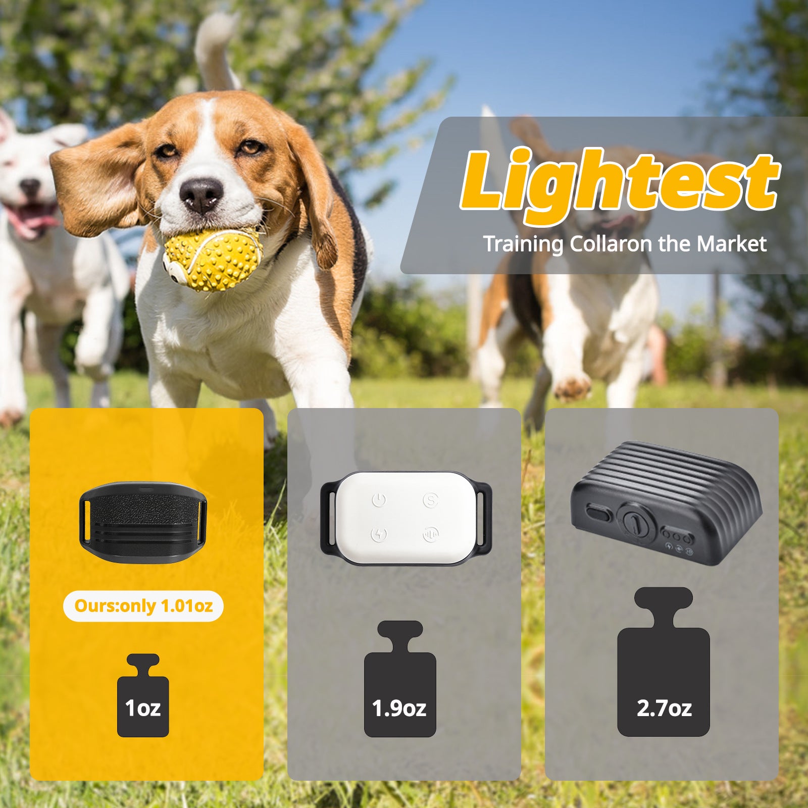 Ultra-Small & Lightweight Dog Training Collar with Remote - 3 Modes, Adjustable Levels, Fits All Sizes black