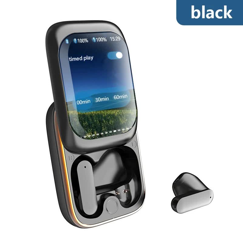 TWS Wireless Earbuds with LED Touch Screen Charging Case - Bluetooth 5.3, HIFI Sound, Standalone Music Playback & Game Mode black