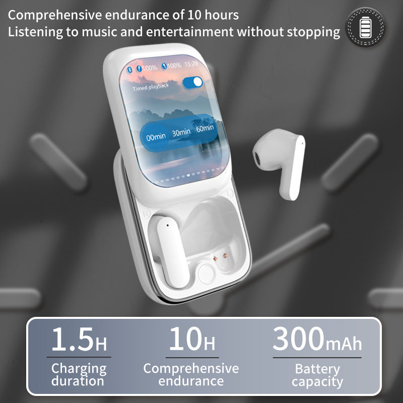 TWS Wireless Earbuds with LED Touch Screen Charging Case - Bluetooth 5.3, HIFI Sound, Standalone Music Playback & Game Mode Beige