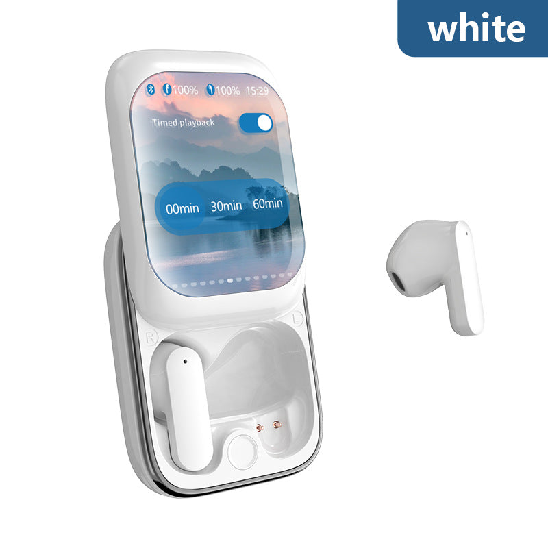 TWS Wireless Earbuds with LED Touch Screen Charging Case - Bluetooth 5.3, HIFI Sound, Standalone Music Playback & Game Mode white