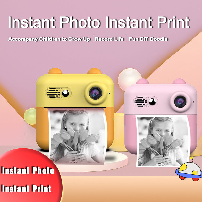 Kids Instant Print Digital Camera with 180° Flip Lens - 24MP Photos, 720P Video & Doodle Fun pink
