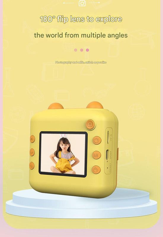 Kids Instant Print Digital Camera with 180° Flip Lens - 24MP Photos, 720P Video & Doodle Fun pink