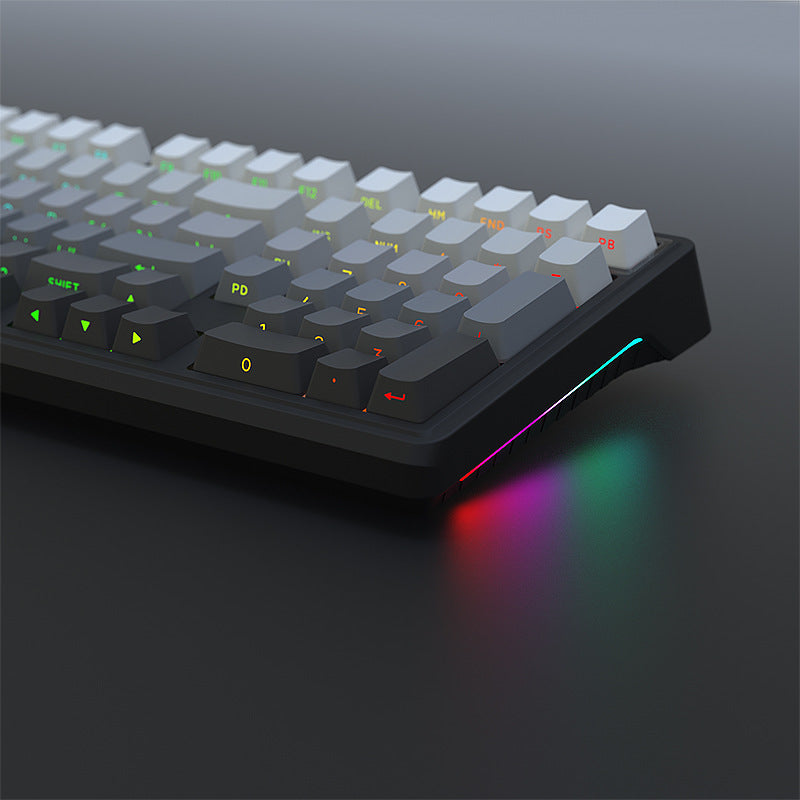 Tri-Mode RGB Mechanical Gaming Keyboard - 102-Key, Hot-Swappable, 4000mAh Battery, 5-Layer Sound Dampening Sky blue on white