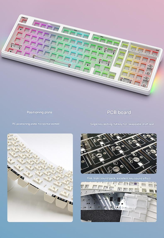 Tri-Mode RGB Mechanical Gaming Keyboard - 102-Key, Hot-Swappable, 4000mAh Battery, 5-Layer Sound Dampening Midnight on black