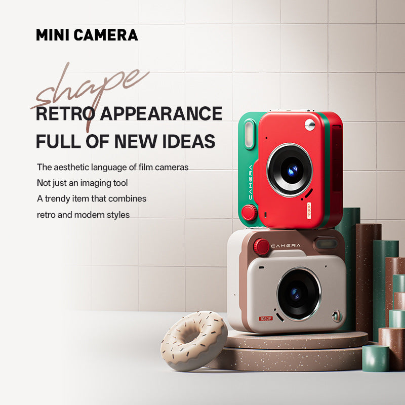 Mini Retro Keychain Camera - 48MP Photos, 1080P HD Video with Built-in Filters & Flash red