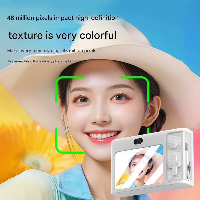 48MP Digital Camera for Kids & Beginners - 1080P Vlogging, 8x Zoom, Filters & Games White