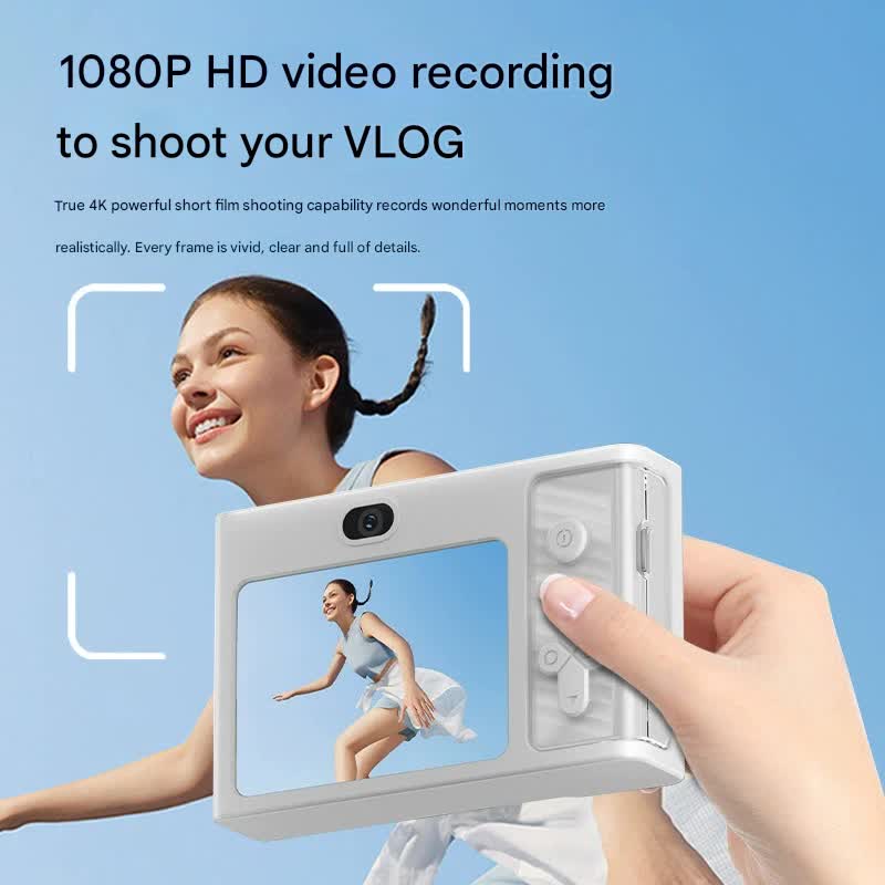 48MP Digital Camera for Kids & Beginners - 1080P Vlogging, 8x Zoom, Filters & Games White