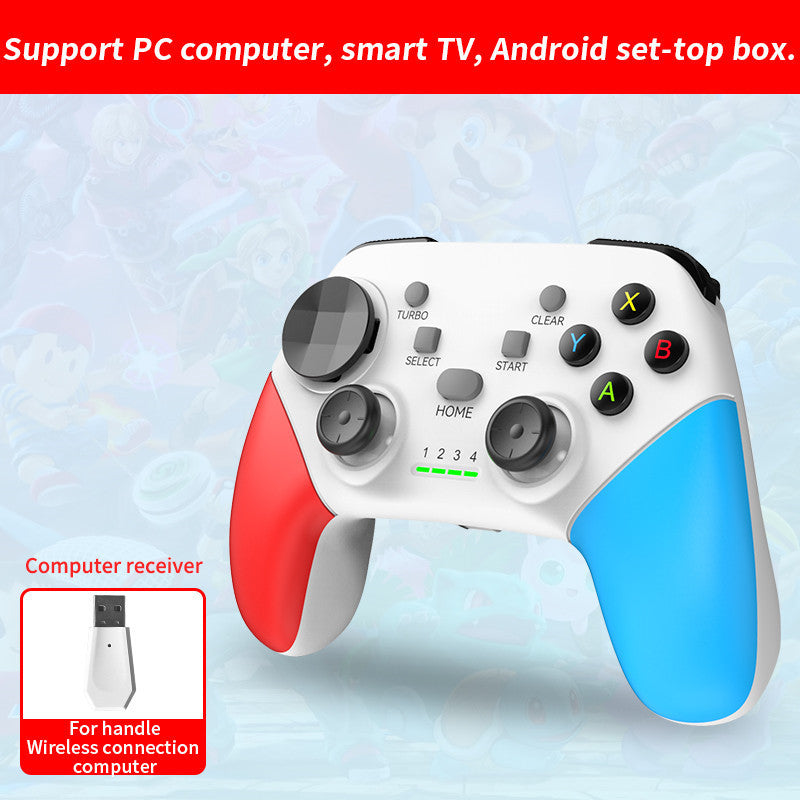 Multi-Platform Wireless Gaming Controller with Dual Motor Vibration, Turbo & Phone Holder White, red and blue