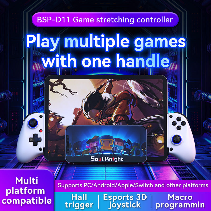 Multi-Platform Telescopic Gaming Controller - Hall Triggers, Esports 3D Joysticks & Macro Programming white