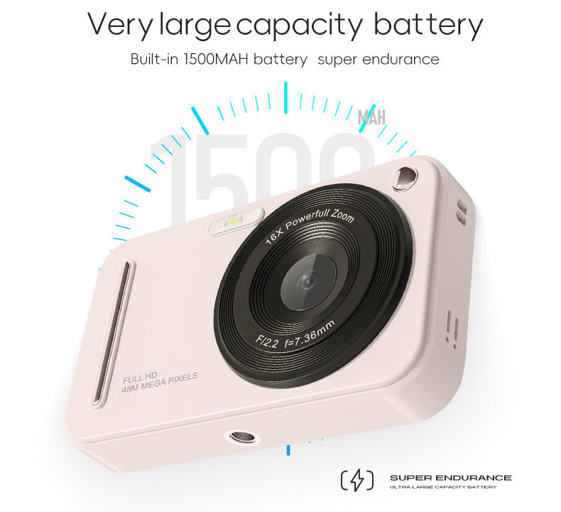 48MP Digital Camera with 16x Zoom & AF Autofocus - Full HD Vlogging Camera for Beginners & Kids Beige