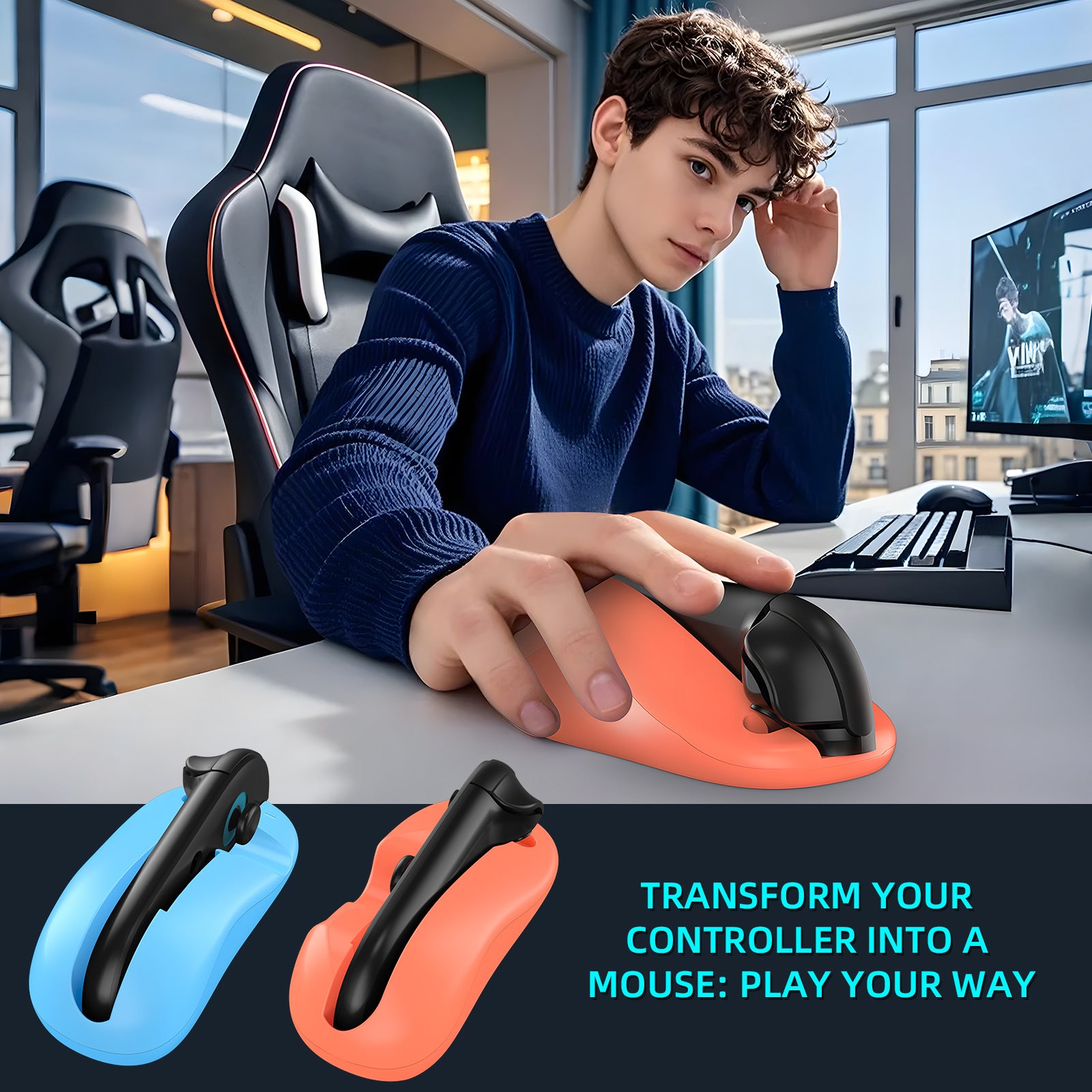 Ergonomic Mouse Grip for Nintendo Switch Joy-Con - 2-Pack Controller Holder black
