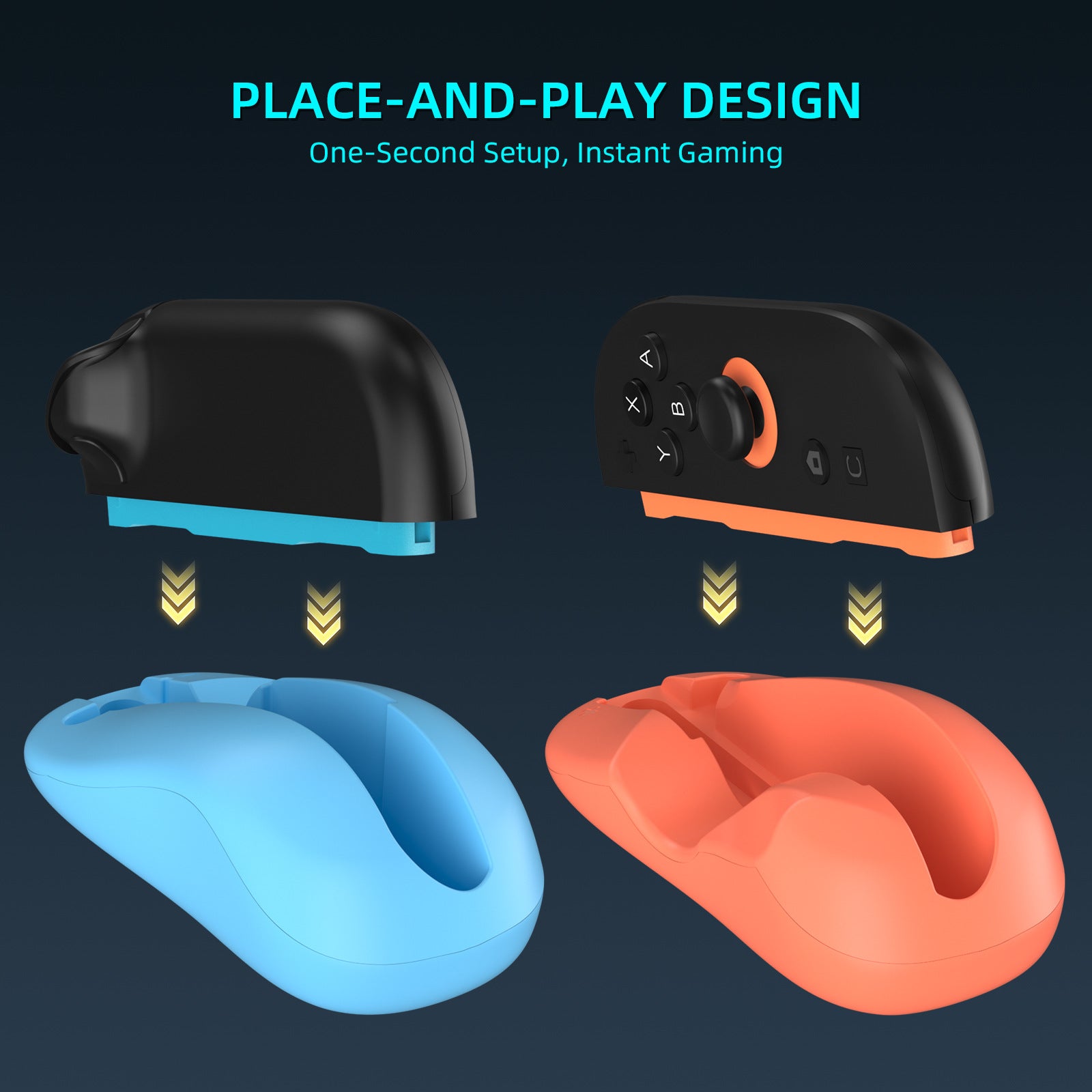 Ergonomic Mouse Grip for Nintendo Switch Joy-Con - 2-Pack Controller Holder black
