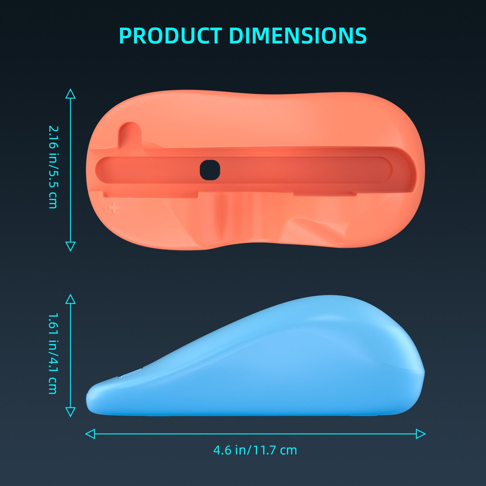 Ergonomic Mouse Grip for Nintendo Switch Joy-Con - 2-Pack Controller Holder Orange Blue