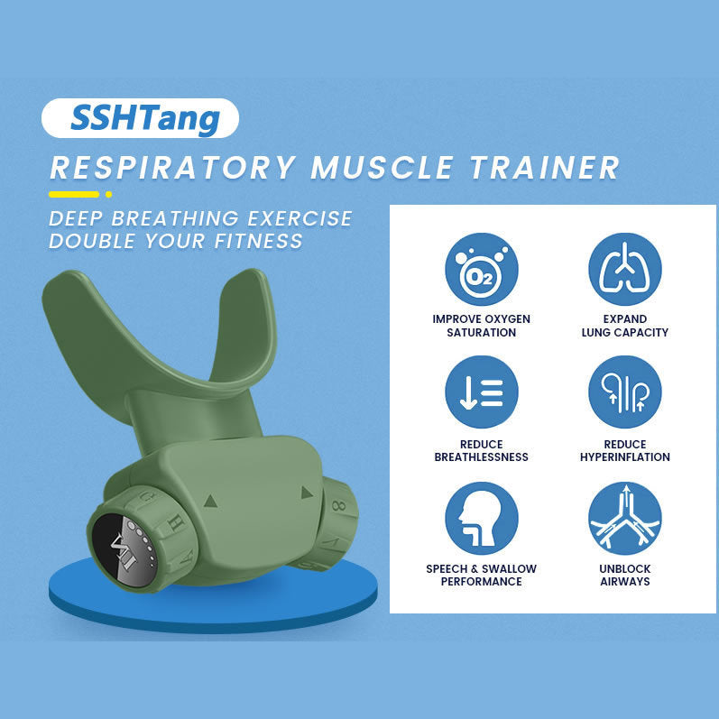 Smart Respiratory Muscle Trainer - App-Guided Breathing Exercise Device with Adjustable Resistance black