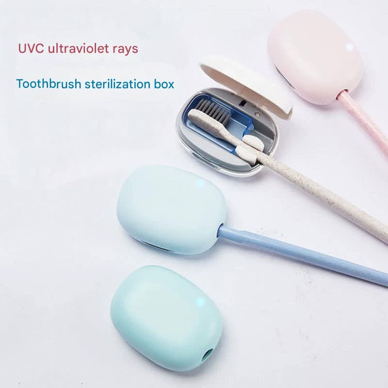 Portable UVC Toothbrush Sterilizer Case - 5-Minute Automatic Sanitizer, USB-C Rechargeable white
