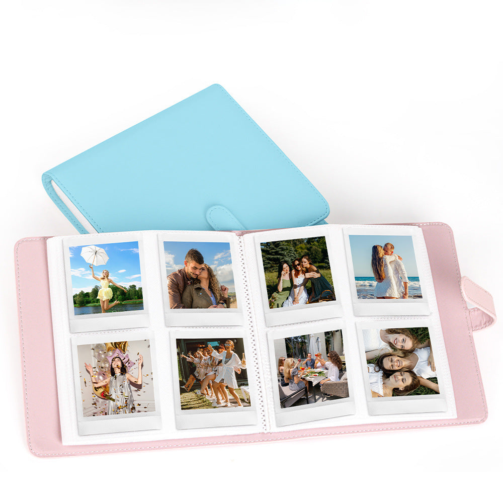 PU Leather Instant Photo Album - Holds 288 Photos, Compatible with Instax Square & Mini Films pink