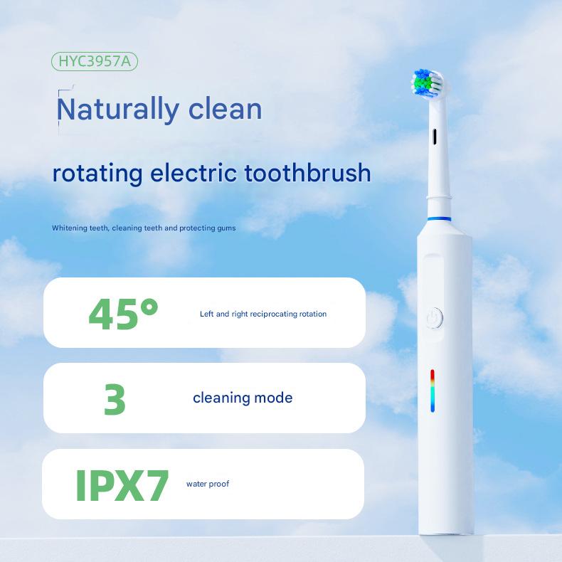 Rotating Electric Toothbrush with 3D Cleaning Action - 3 Modes, IPX7 Waterproof, with Travel Case & 6 Brush Heads pink