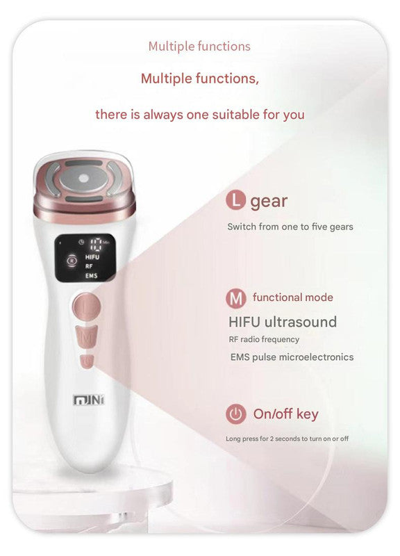 3-in-1 Facial Firming & Anti-Wrinkle Device with HIFU, RF & EMS Technology black