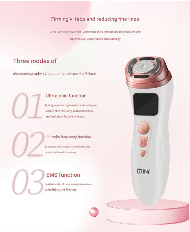 3-in-1 Facial Firming & Anti-Wrinkle Device with HIFU, RF & EMS Technology black