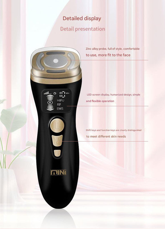 3-in-1 Facial Firming & Anti-Wrinkle Device with HIFU, RF & EMS Technology black
