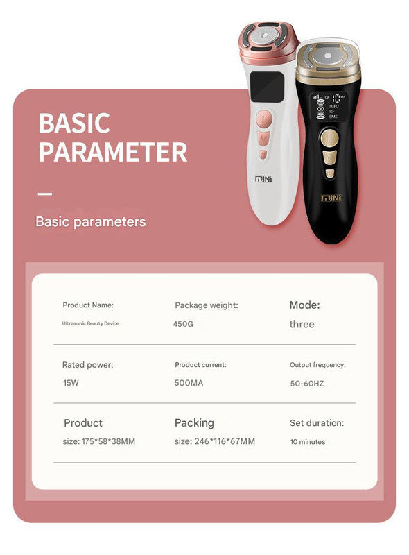 3-in-1 Facial Firming & Anti-Wrinkle Device with HIFU, RF & EMS Technology black