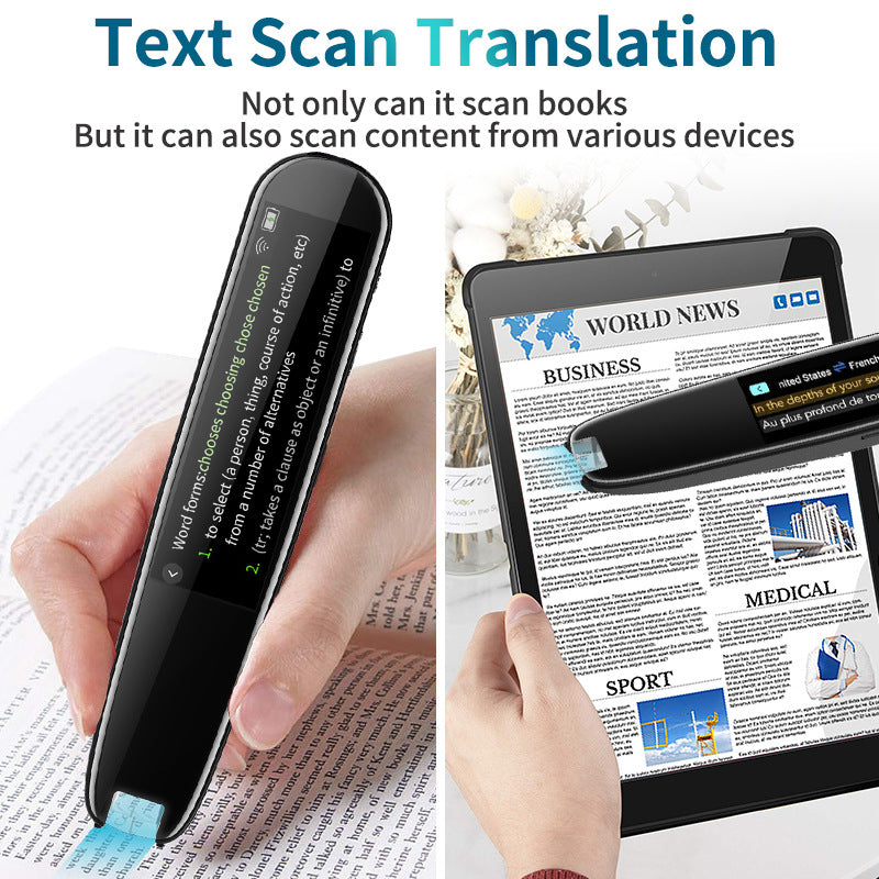 Smart AI Scan & Voice Translator Pen - 112+ Languages, Offline Mode, HD Touchscreen & Dictionary black
