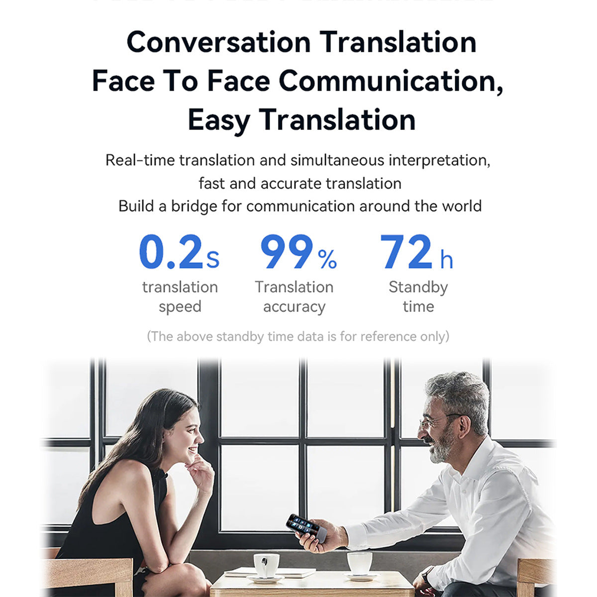 AI Smart Language Translator Device - 139 Languages, Instant Two-Way Voice & Photo Translation, Offline Mode grey