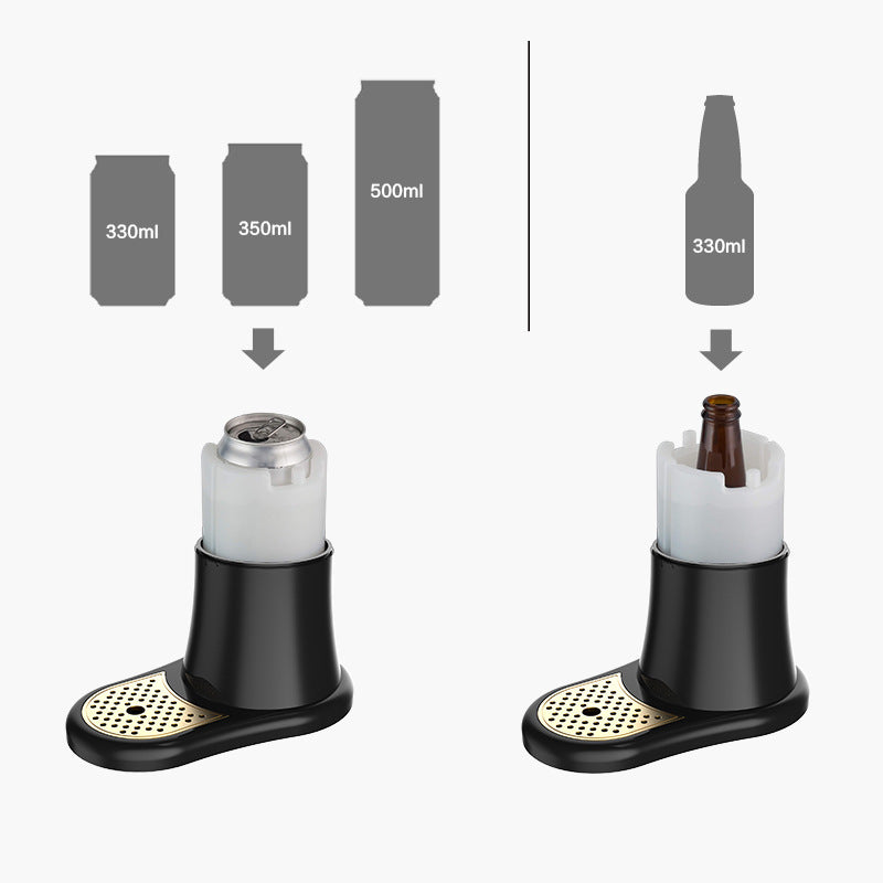 Ultrasonic Beer Foam Creator & Dispenser - Portable Tap for Canned & Bottled Beer with Cooling System black