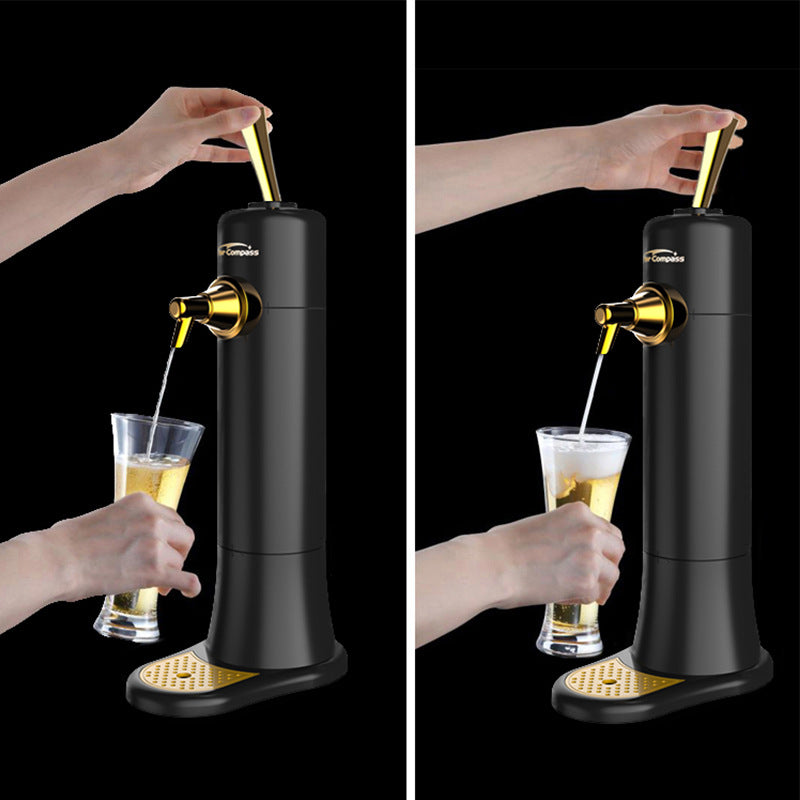 Ultrasonic Beer Foam Creator & Dispenser - Portable Tap for Canned & Bottled Beer with Cooling System black