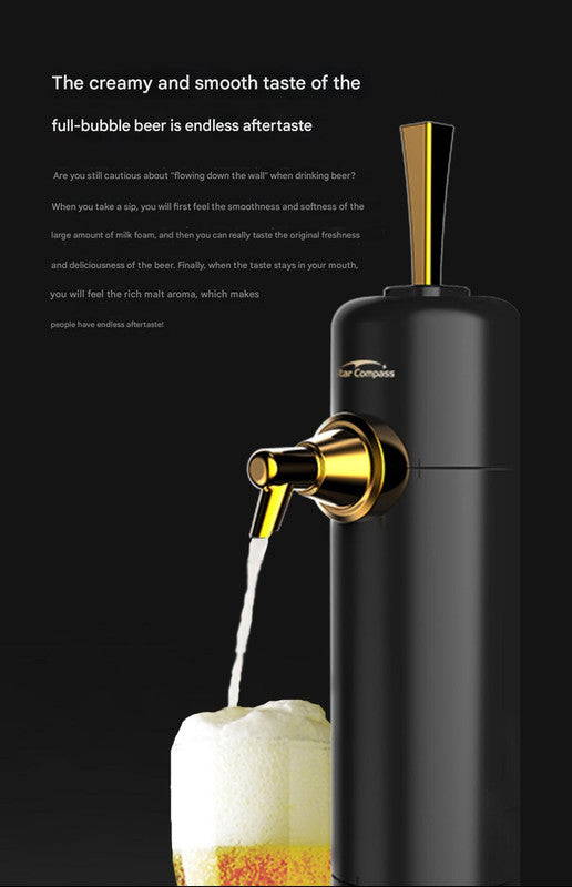 Ultrasonic Beer Foam Creator & Dispenser - Portable Tap for Canned & Bottled Beer with Cooling System black