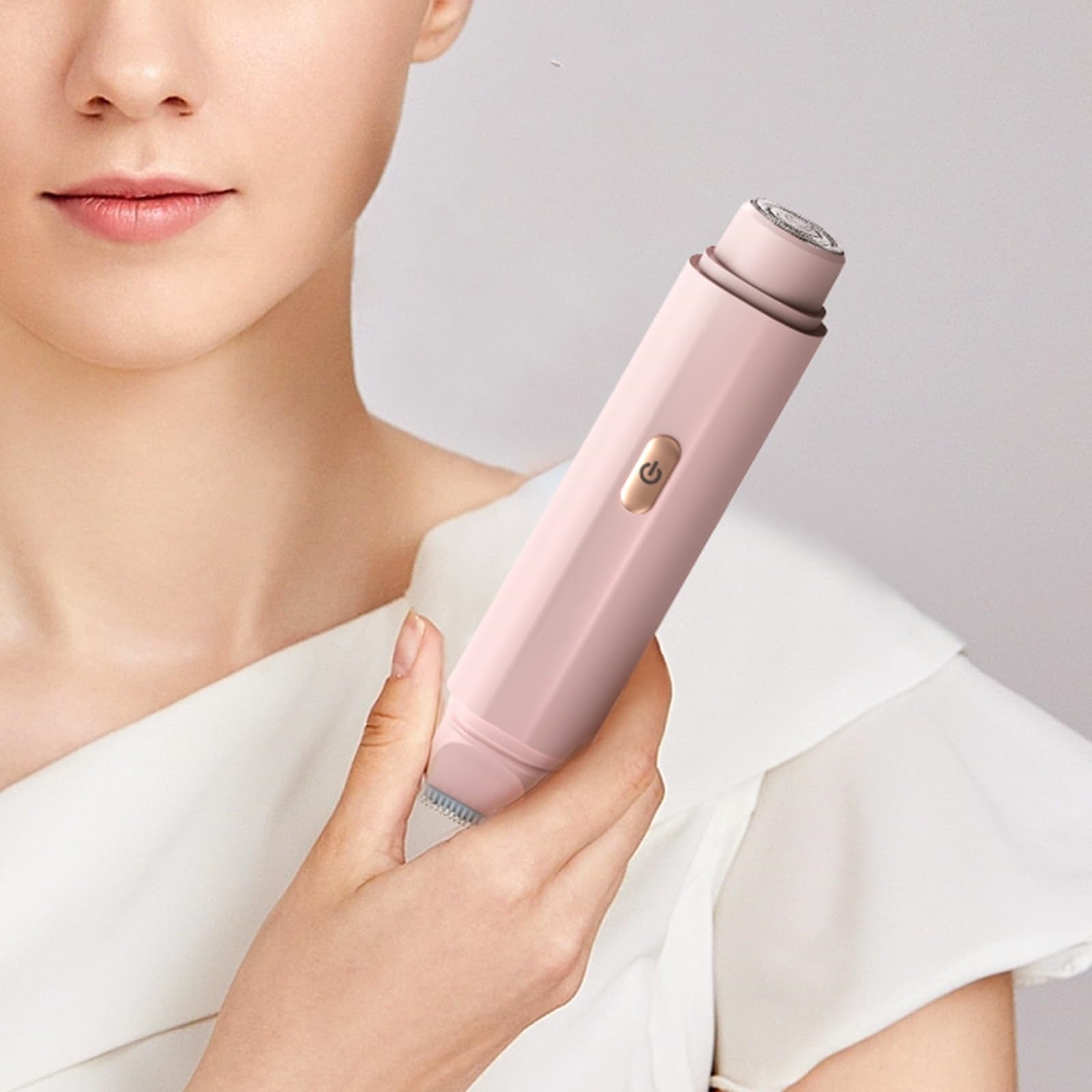 2-in-1 Women's Electric Body Shaver & Facial Trimmer - IPX7 Waterproof, Dual Head with Ceramic Blades, USB Rechargeable White