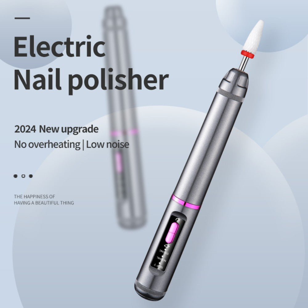 Professional Electric Nail Drill Pen Kit - 3-Speed, Bidirectional, Rechargeable Manicure & Pedicure Tool Silver Gray