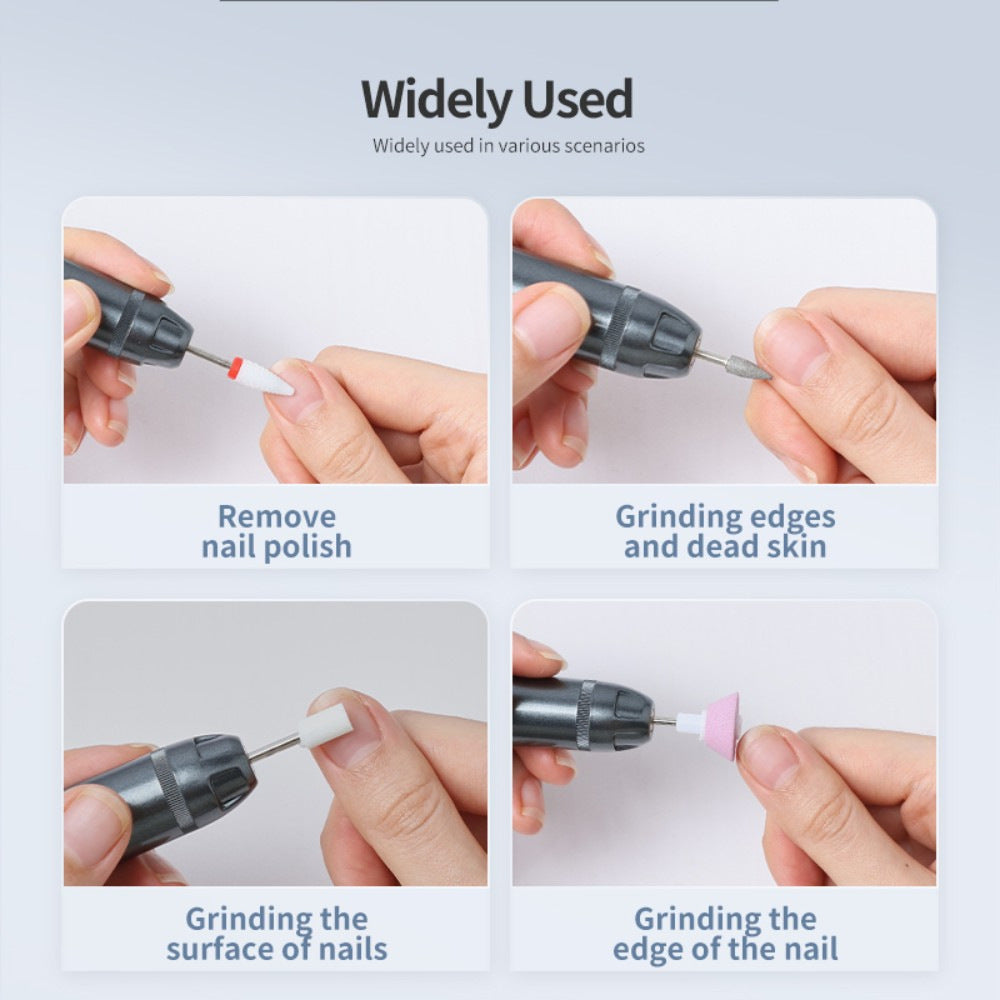 Professional Electric Nail Drill Pen Kit - 3-Speed, Bidirectional, Rechargeable Manicure & Pedicure Tool Silver Gray