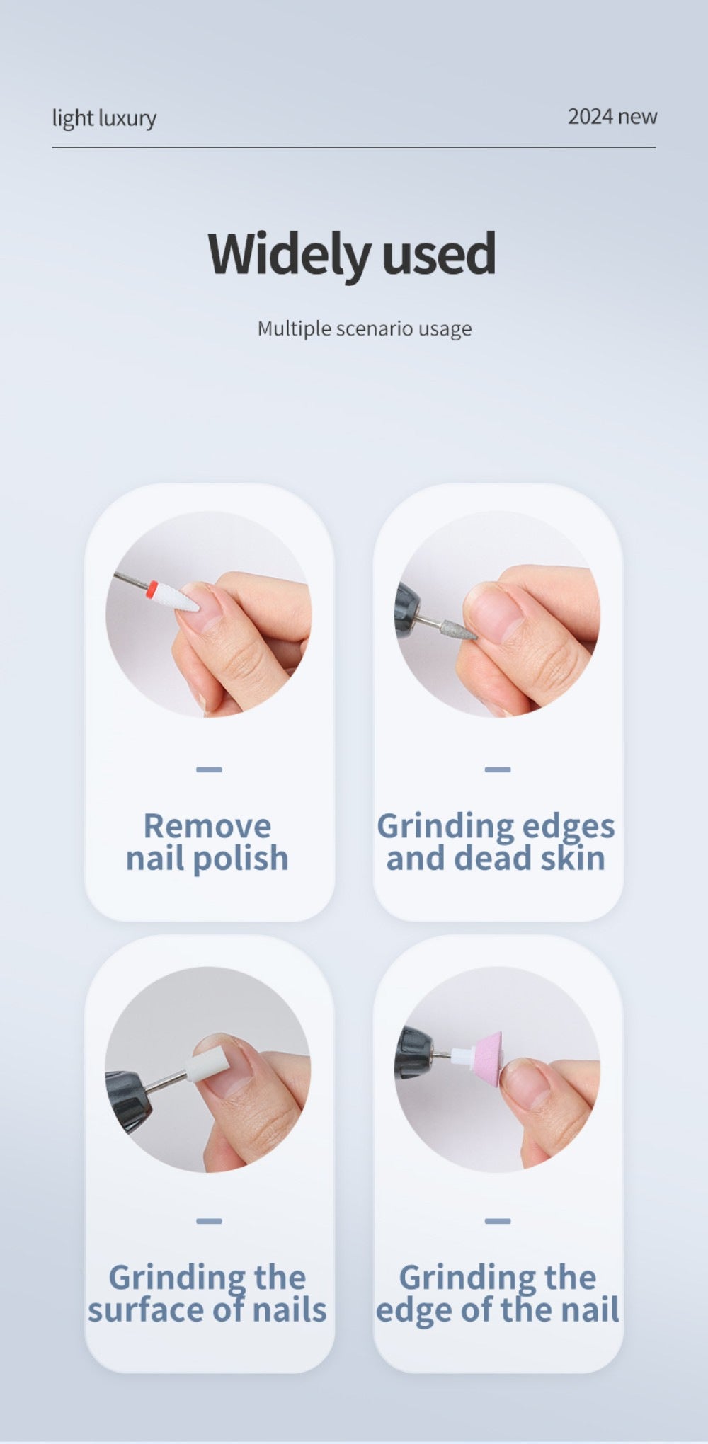 Professional Electric Nail Drill Pen Kit - 3-Speed, Bidirectional, Rechargeable Manicure & Pedicure Tool Silver Gray