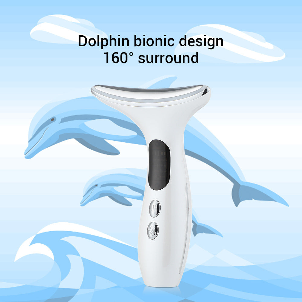 Multi-Function Neck & Face Beauty Device - 4-in-1 LED Light Therapy, EMS Lifting & Anti-Wrinkle Massager White