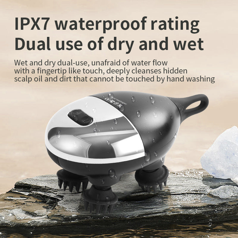 Intelligent 3D Electric Head & Scalp Massager - 7 Massage Techniques, IPX7 Waterproof, Rechargeable black